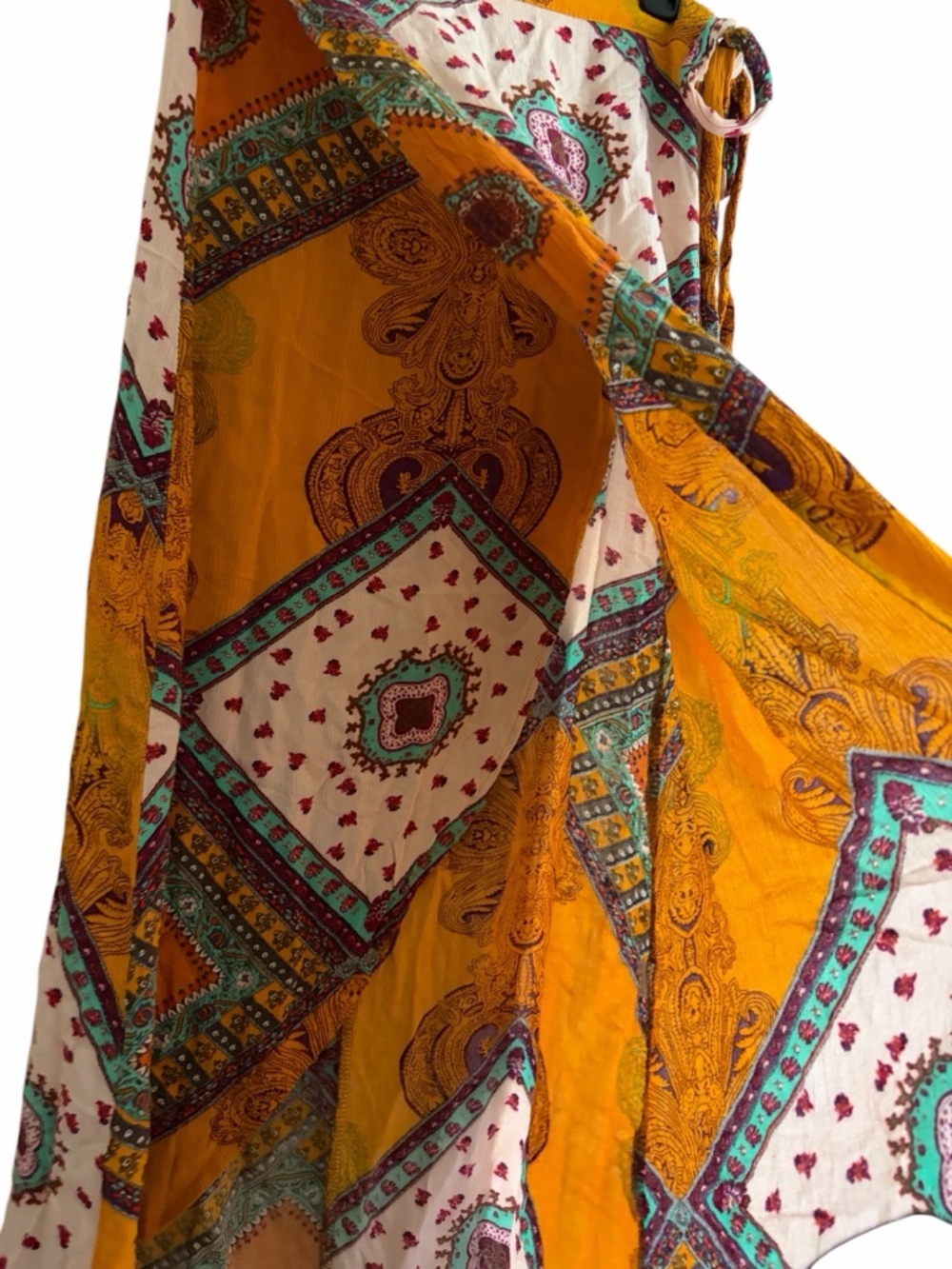 Bohemian Orange Wrap Maxi Skirt - Picture 4 of 6